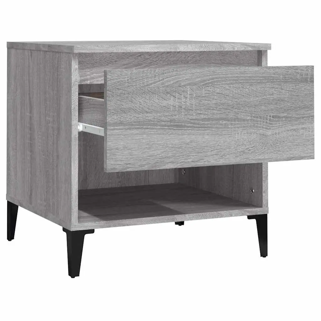 End Tables Grey 2 pcs Engineered Wood with Drawer Storage Compartment Industrial Style