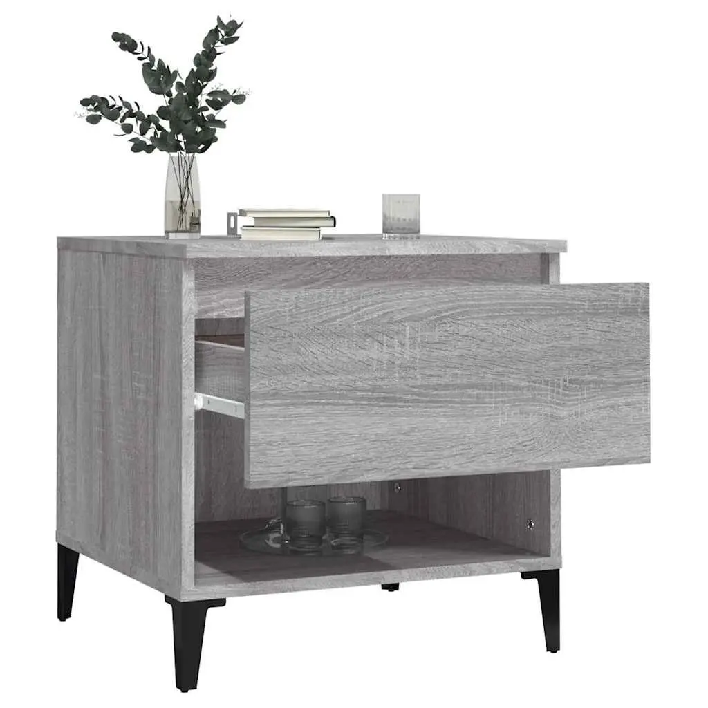 End Tables Grey 2 pcs Engineered Wood with Drawer Storage Compartment Industrial Style