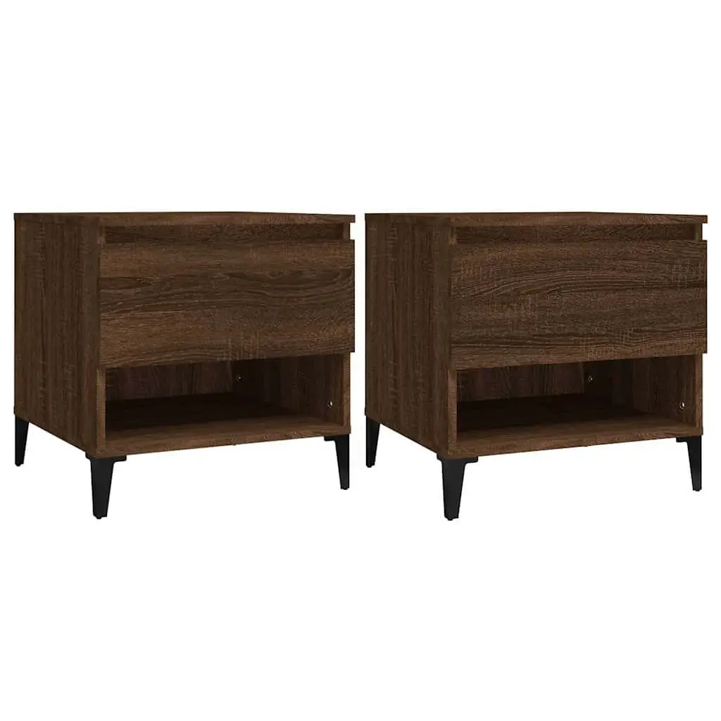 End Tables Brown 50 x 46 x 50 cm Engineered Wood with Drawer Storage 2 Piece