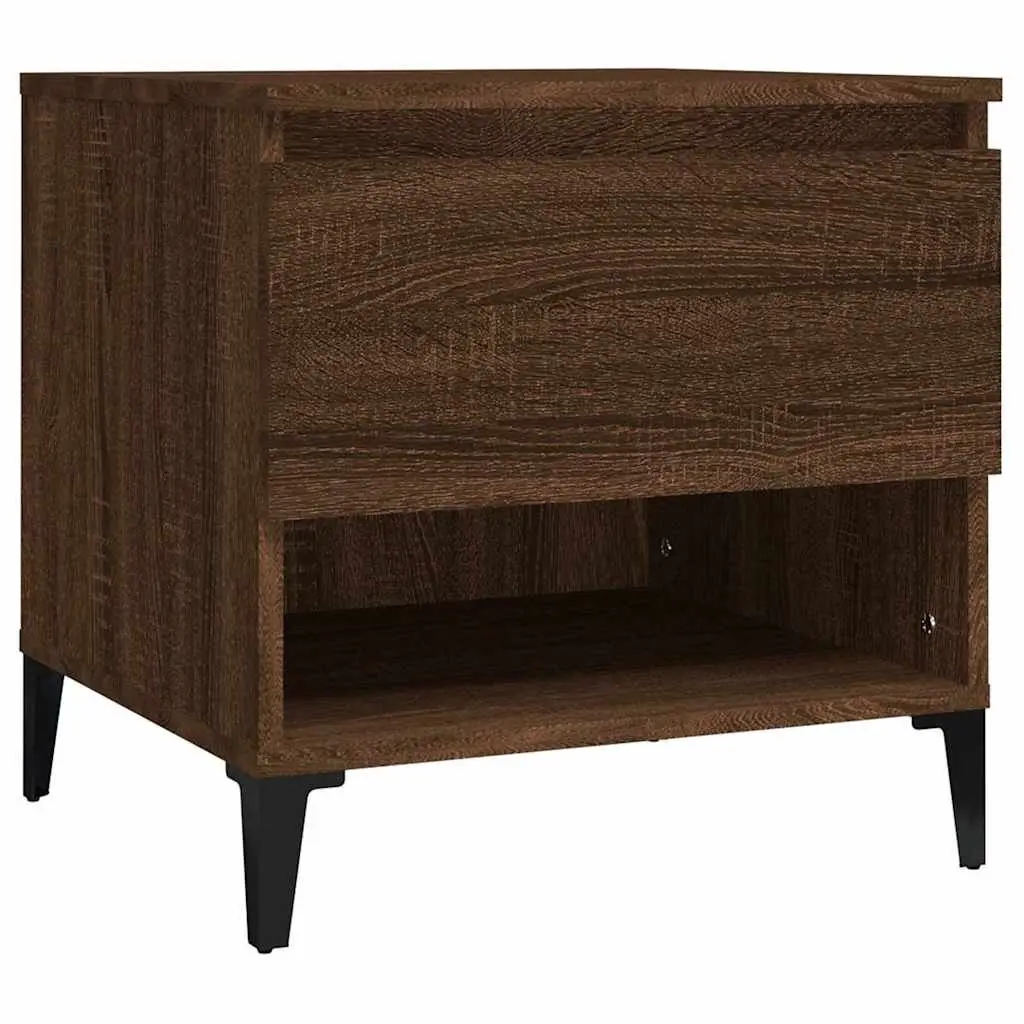 End Tables Brown 50 x 46 x 50 cm Engineered Wood with Drawer Storage 2 Piece