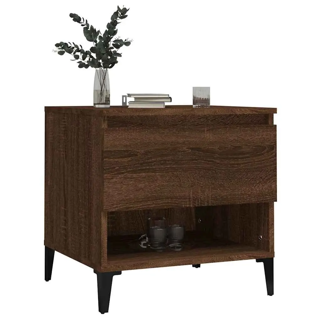 End Tables Brown 50 x 46 x 50 cm Engineered Wood with Drawer Storage 2 Piece