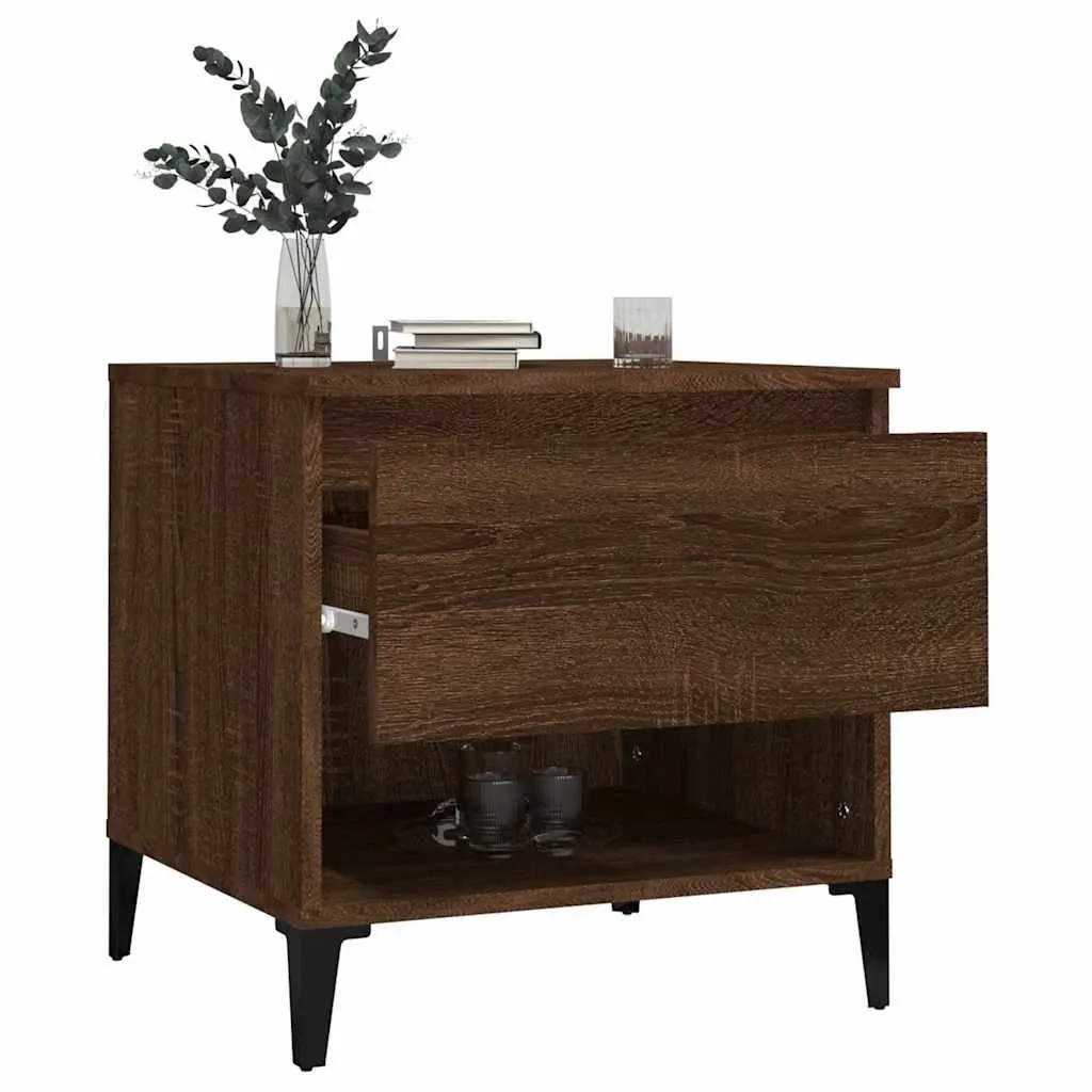 End Tables Brown 50 x 46 x 50 cm Engineered Wood with Drawer Storage 2 Piece