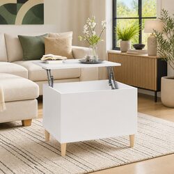 Lift-Top Coffee Table in White - 60x44.5x45 cm