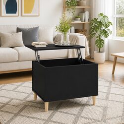 Compact Black Lift-Top Coffee Table with Storage Options