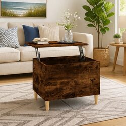 Compact Brown Lift-Top Coffee Table with Hidden Storage
