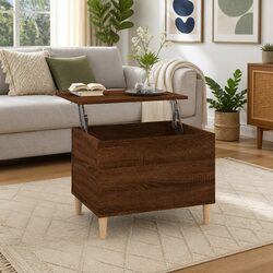 Compact Brown Oak Coffee Table with Versatile Functionality