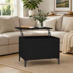 Sleek Black Lift-Top Coffee Table for Your Living Area