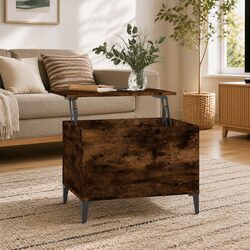 Compact Lift-Top Coffee Table in Smoked Oak Finish