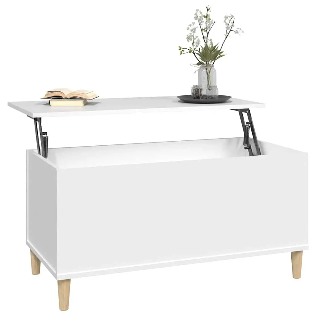 Lift-Top Coffee Table White Storage Compartment Living Room Furniture