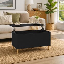 Compact Black Coffee Table with Lift Top Feature