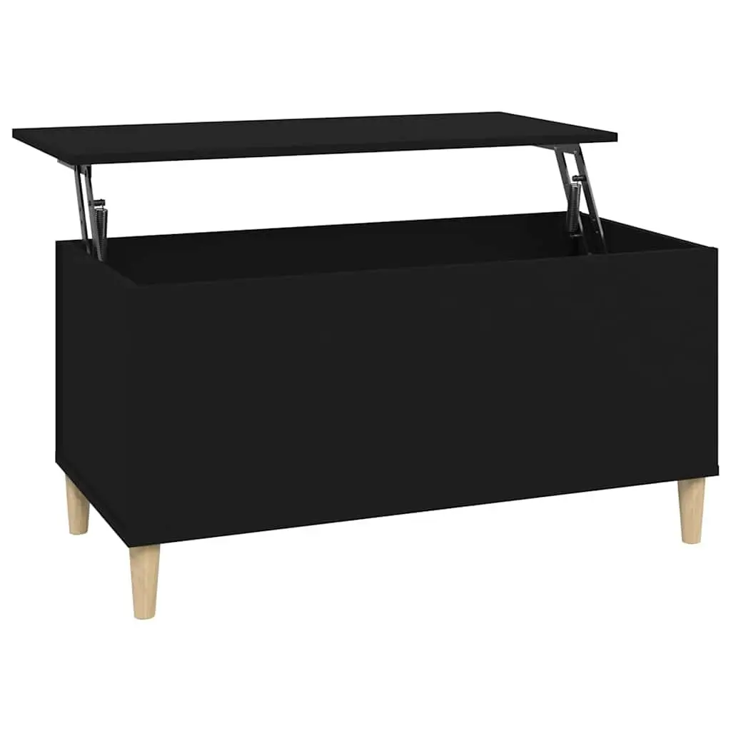 Lift Top Coffee Table Black Engineered Wood Storage Compartment Adjustable Height