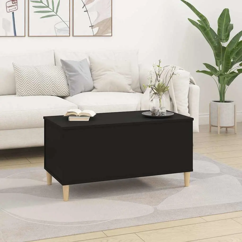Lift Top Coffee Table Black Engineered Wood Storage Compartment Adjustable Height