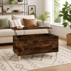 Compact and Sturdy Smoked Oak Brown Lift Top Coffee Table