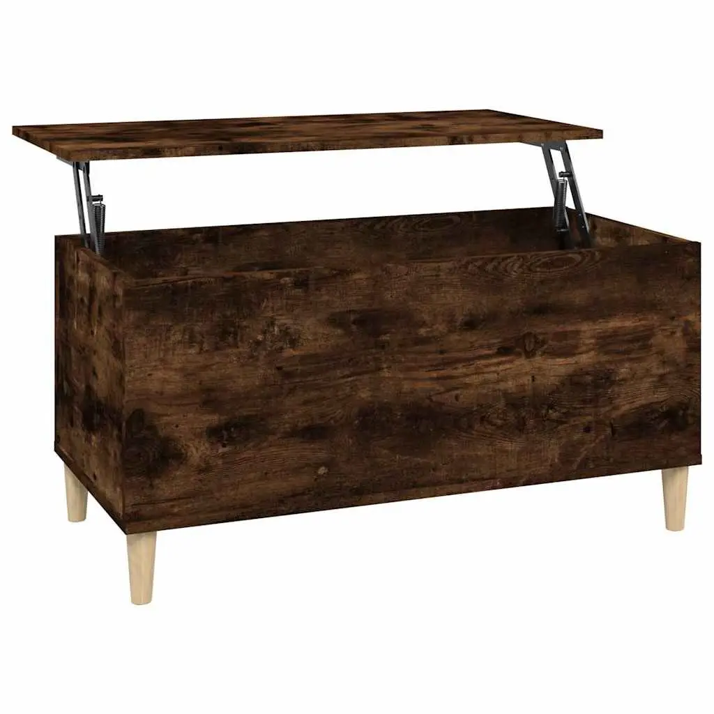 Lift Top Coffee Table Smoked Oak Brown Engineered Wood Hidden Storage Organizer