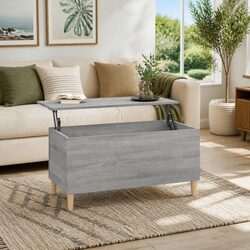 Compact Grey Engineered Wood Lift-Top Coffee Table