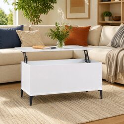 Compact and Versatile Lift-Top Coffee Table in White