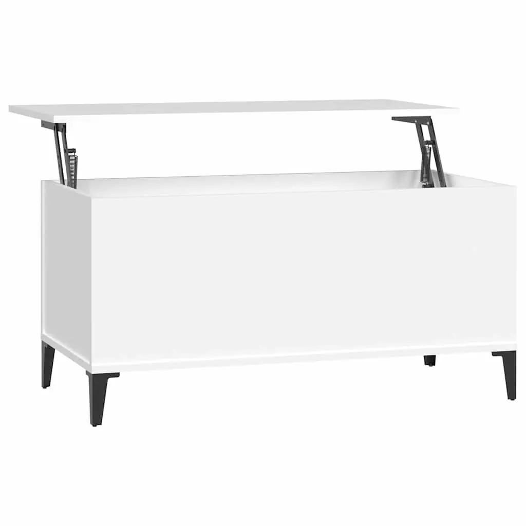 Lift-Top Coffee Table White 90x44.5x45 cm Adjustable Height Hidden Storage Compartment Engineered Wood