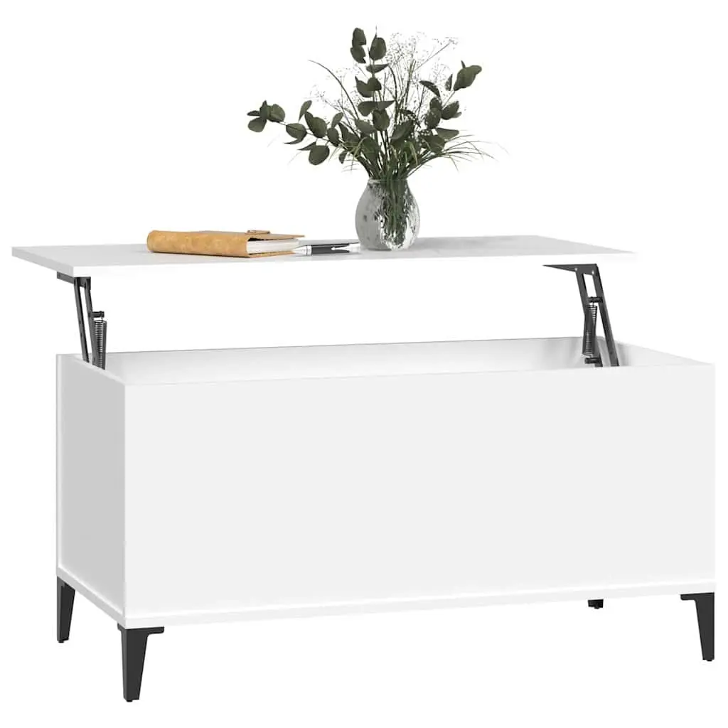 Lift-Top Coffee Table White 90x44.5x45 cm Adjustable Height Hidden Storage Compartment Engineered Wood