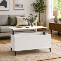 White High Gloss Coffee Table: Lift-Top Convenience