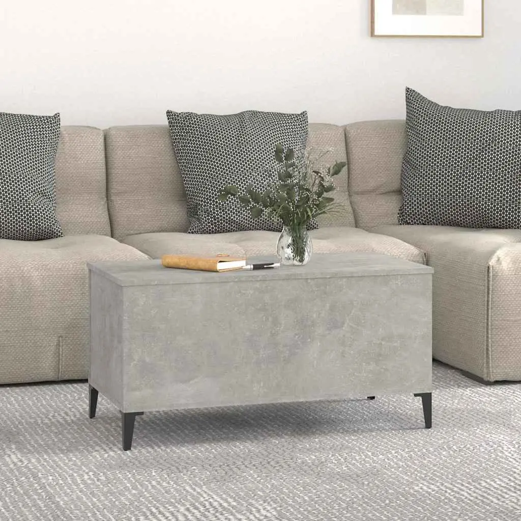 Lift-Top Coffee Table Grey Engineered Wood Storage Compartment Living Room