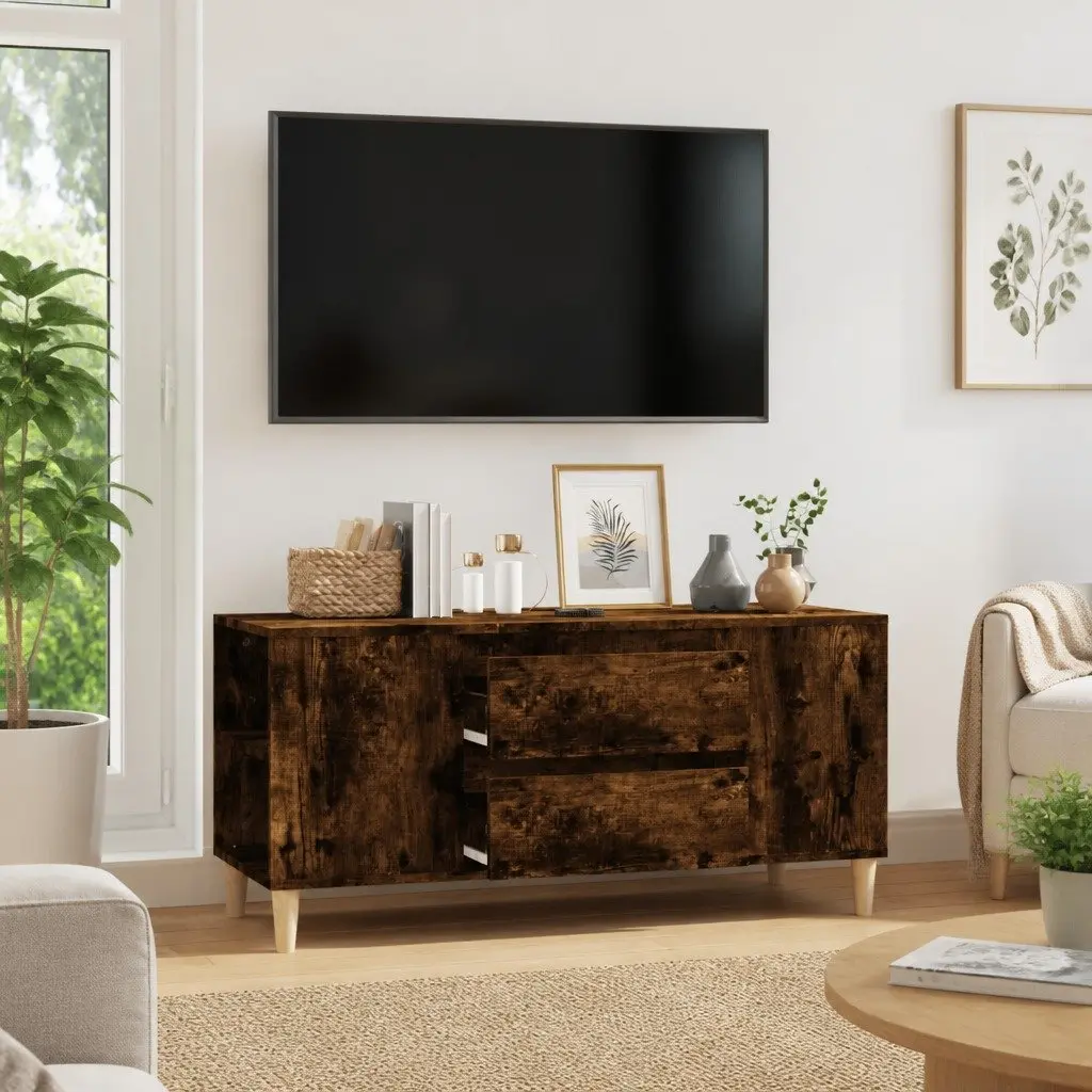 TV Cabinet Brown 102x44.5x50 cm Engineered Wood 4 Compartments 2 Drawers