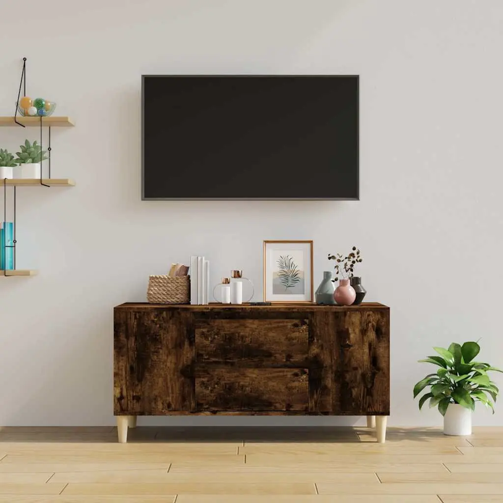 TV Cabinet Brown 102x44.5x50 cm Engineered Wood 4 Compartments 2 Drawers