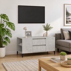 Grey TV Cabinet: Compact Storage 102x44.5x50 cm