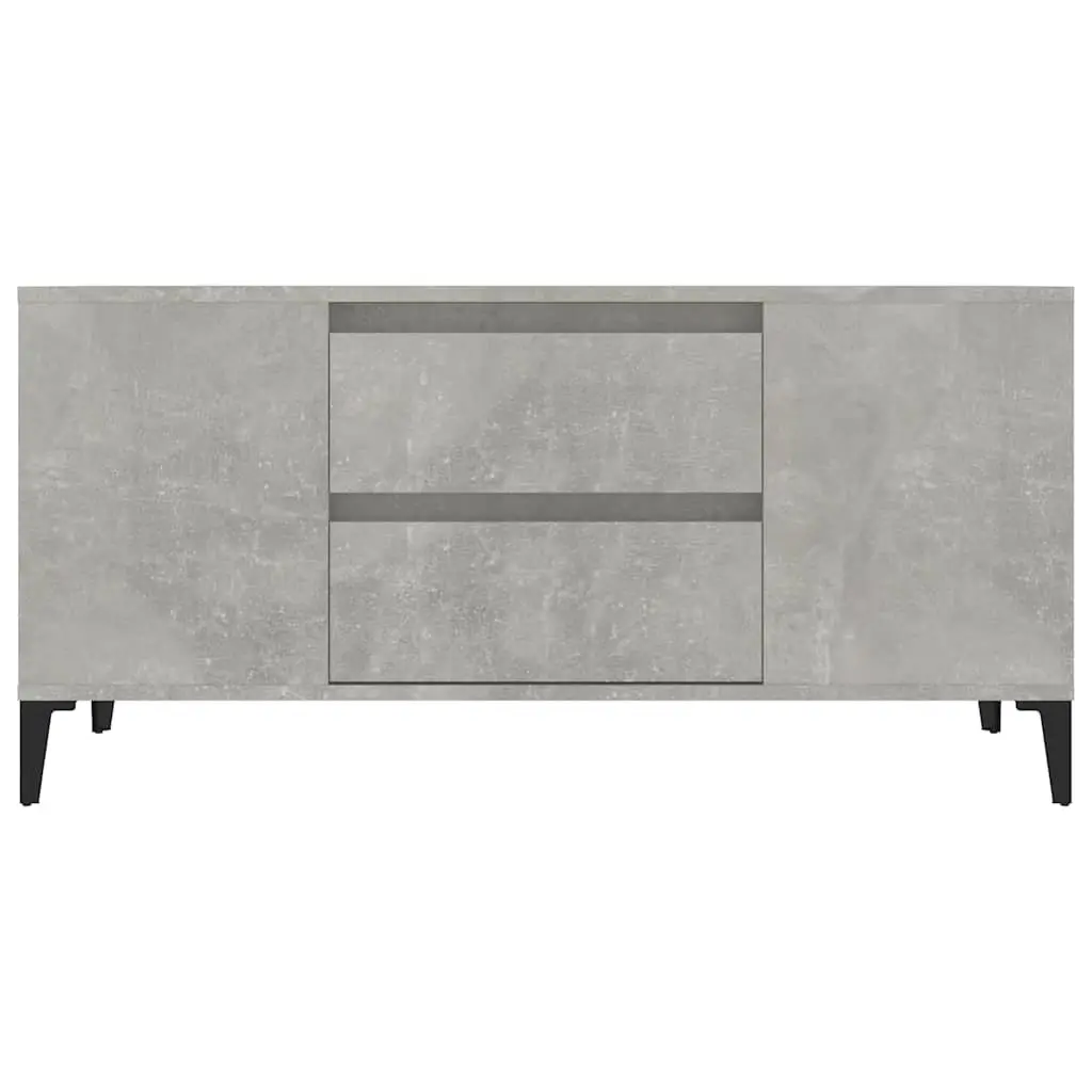 TV Cabinet Grey 102x44.5x50 cm Engineered Wood 4 Open Compartments 2 Drawers