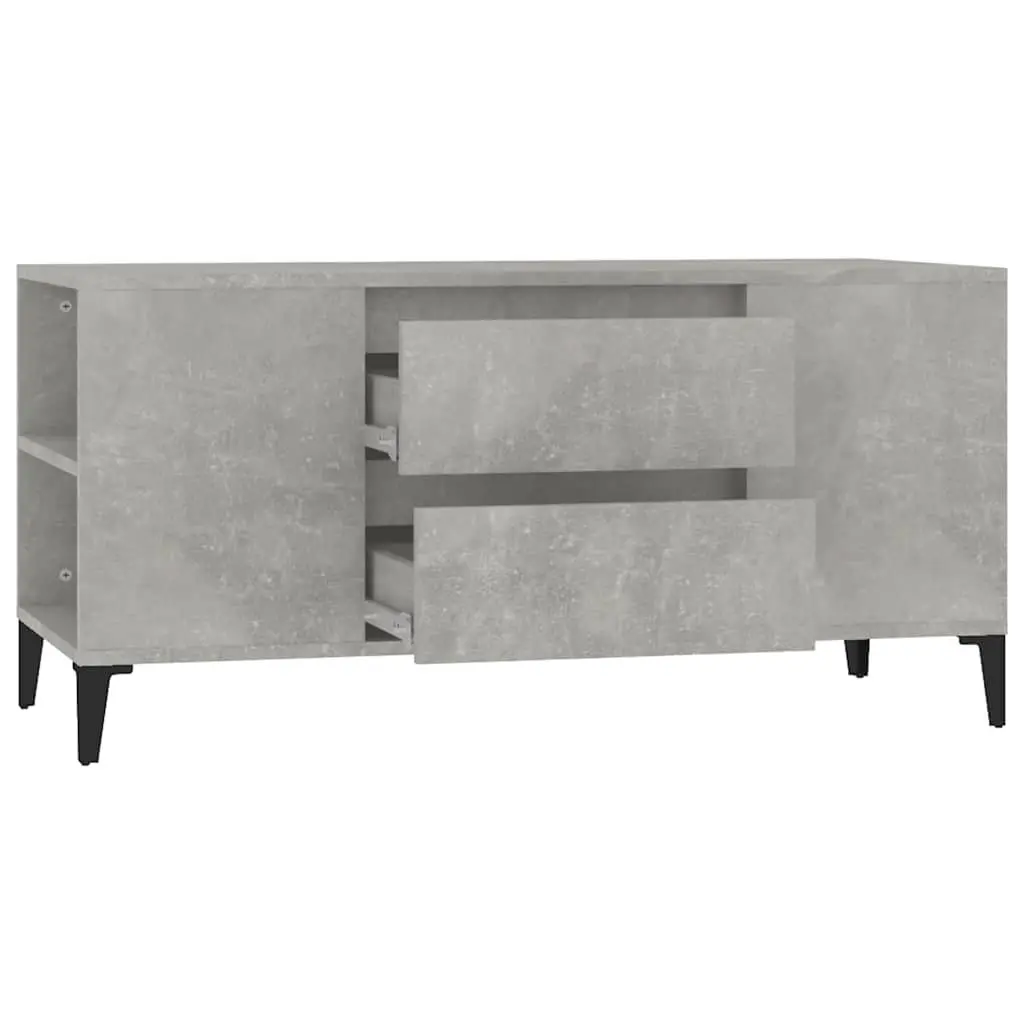 TV Cabinet Grey 102x44.5x50 cm Engineered Wood 4 Open Compartments 2 Drawers