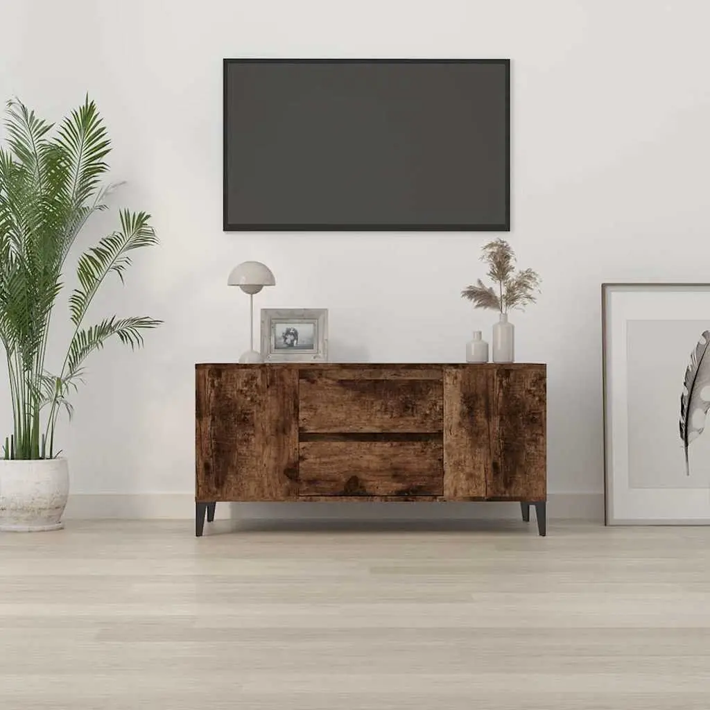 TV Cabinet Engineered Wood Brown Living Room Storage Unit with Drawers