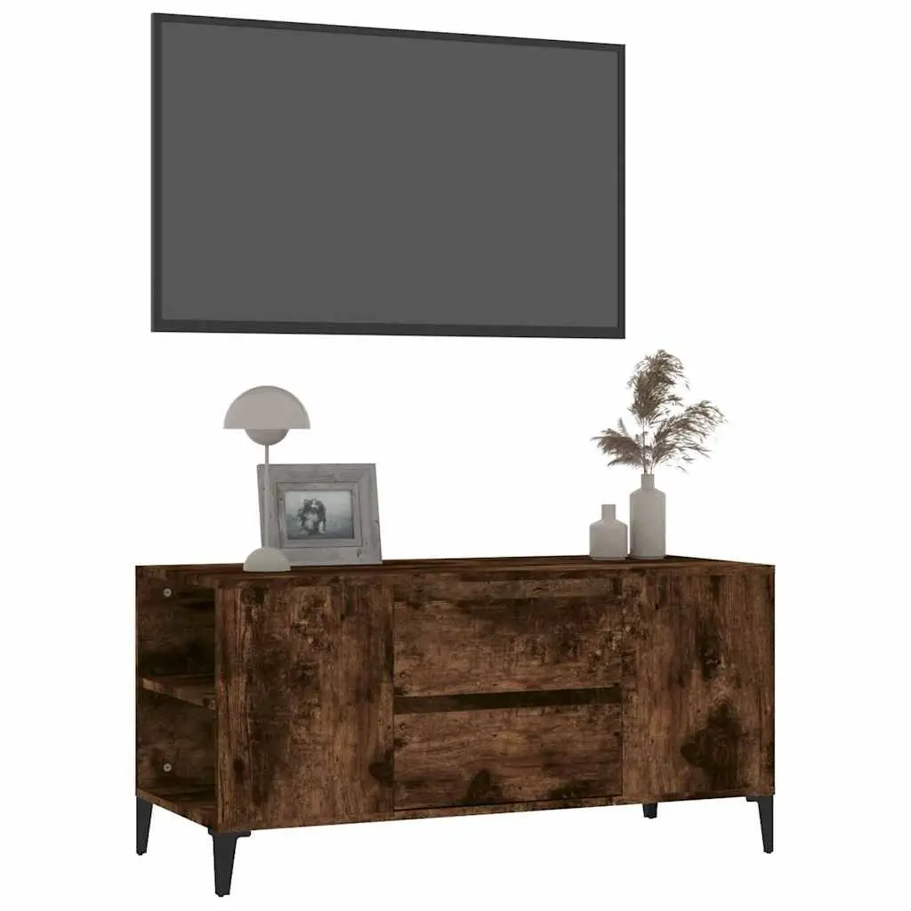 TV Cabinet Engineered Wood Brown Living Room Storage Unit with Drawers