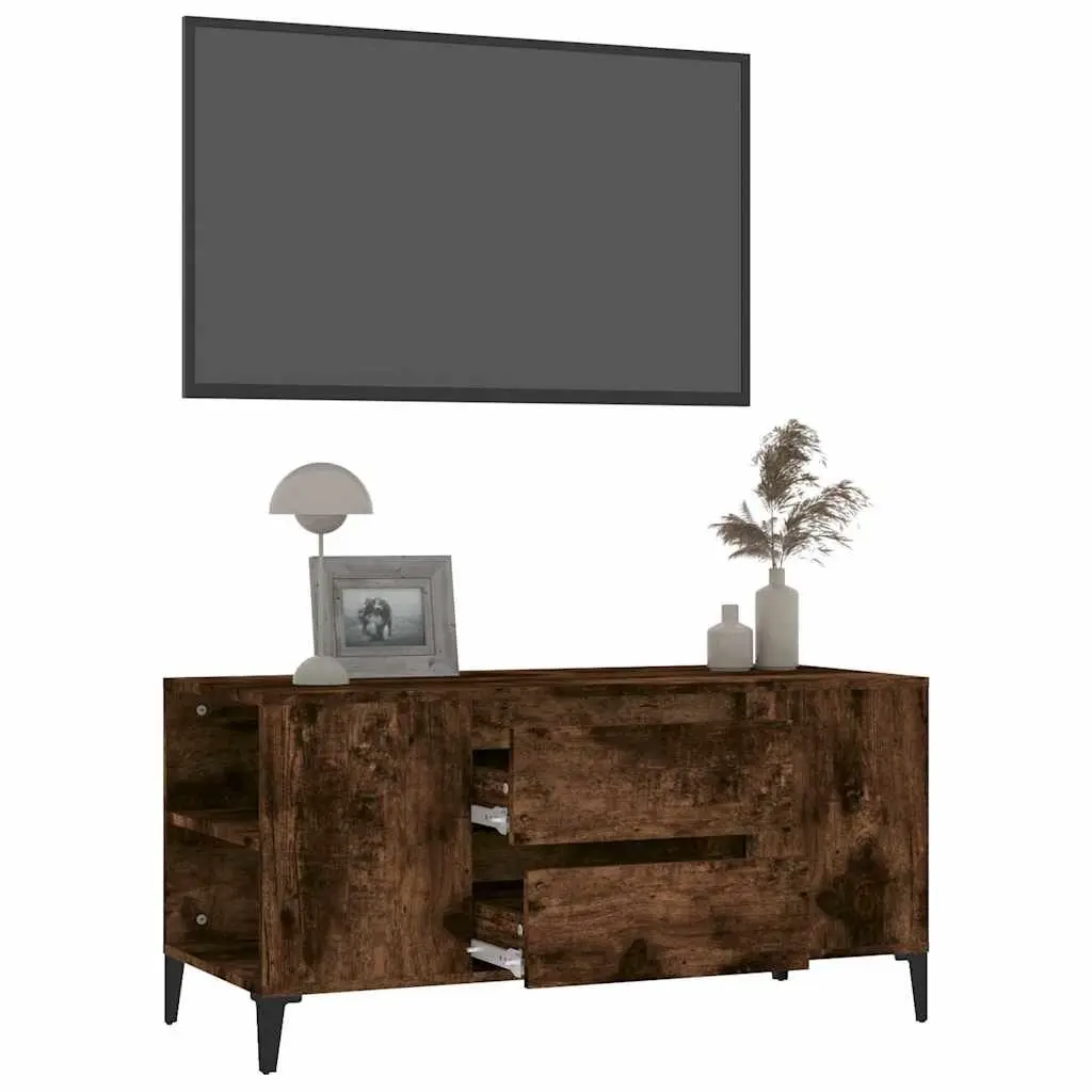 TV Cabinet Engineered Wood Brown Living Room Storage Unit with Drawers