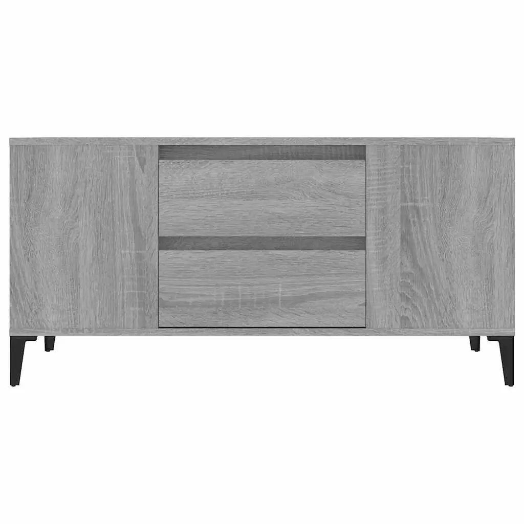TV Cabinet Grey Sonoma Engineered Wood Industrial Style 4 Compartments 2 Drawers