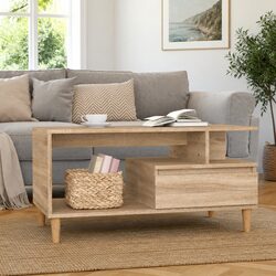 Coffee Table with Drawer and Open Shelves