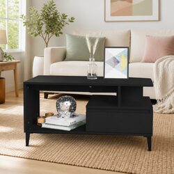 Black Coffee Table with Ample Storage Space