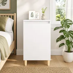 Bedside Cabinet White 40x35x70cm Nightstand Side Table with Door Storage