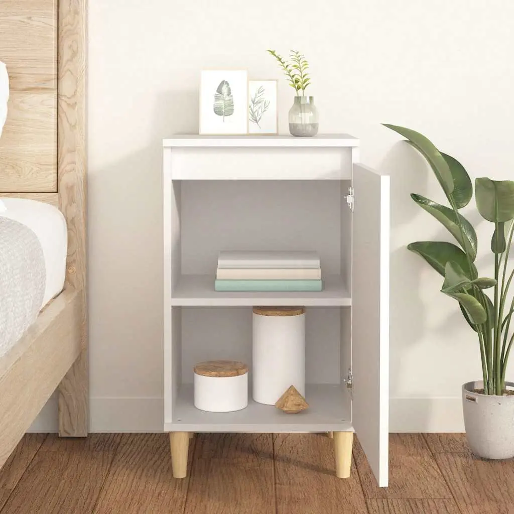 White Nightstand Bedside Cabinet with Door Storage 40x35x70cm Engineered Wood Side Table for Bedroom