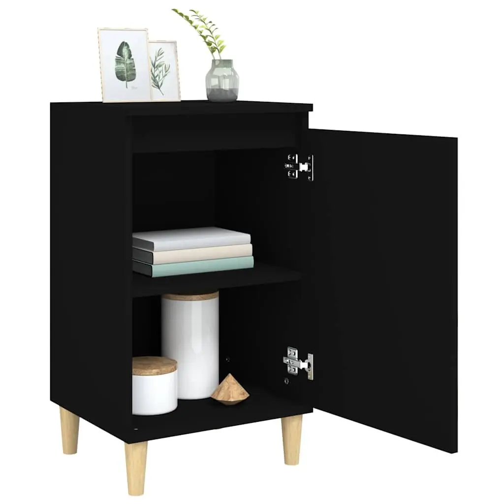 Black Bedside Cabinet Set 2 Piece Engineered Wood 40x35x70 cm Storage Nightstand