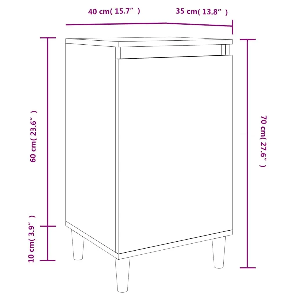 Black Bedside Cabinet Set 2 Piece Engineered Wood 40x35x70 cm Storage Nightstand