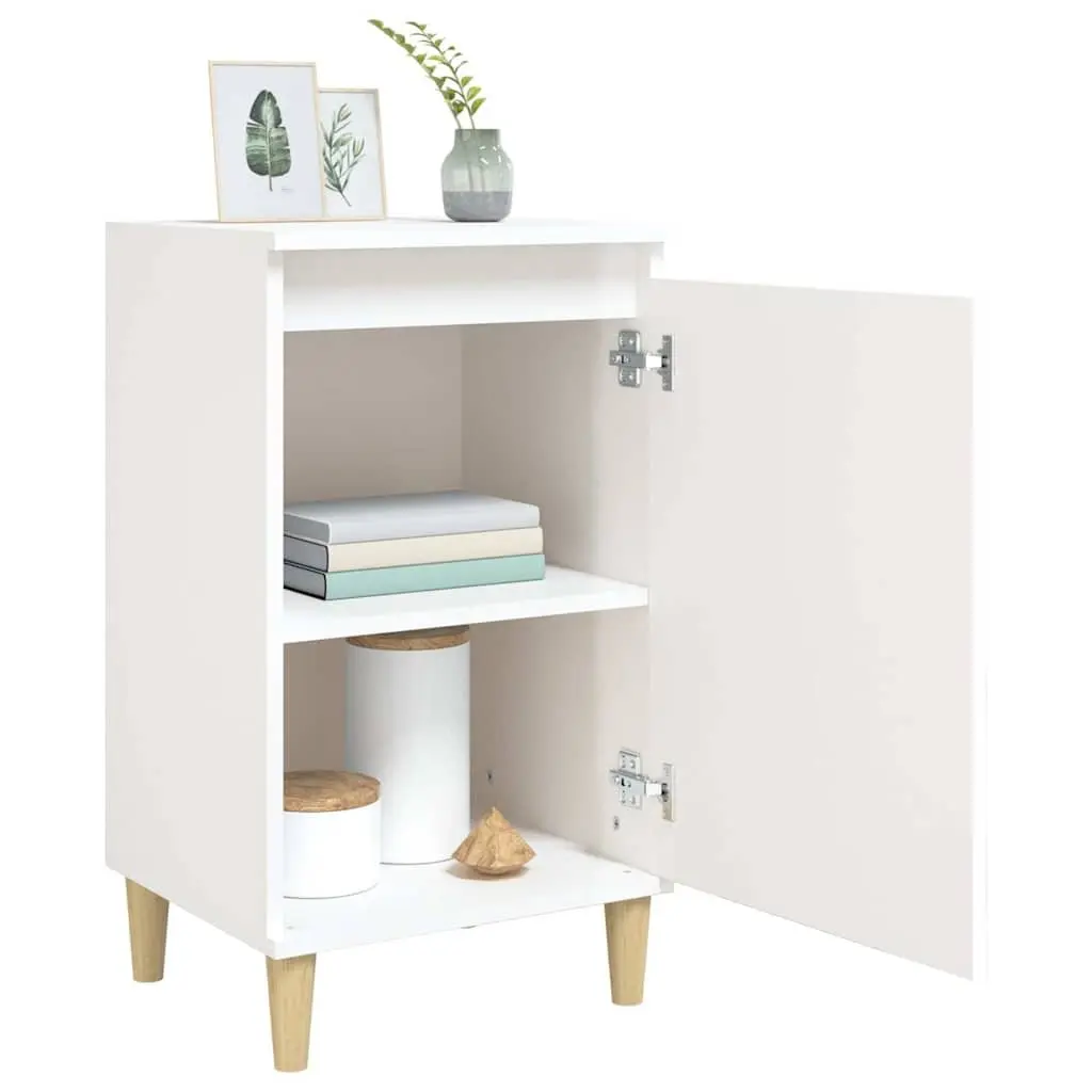 Bedside Cabinets White High Gloss 2 Piece Engineered Wood Storage Nightstands