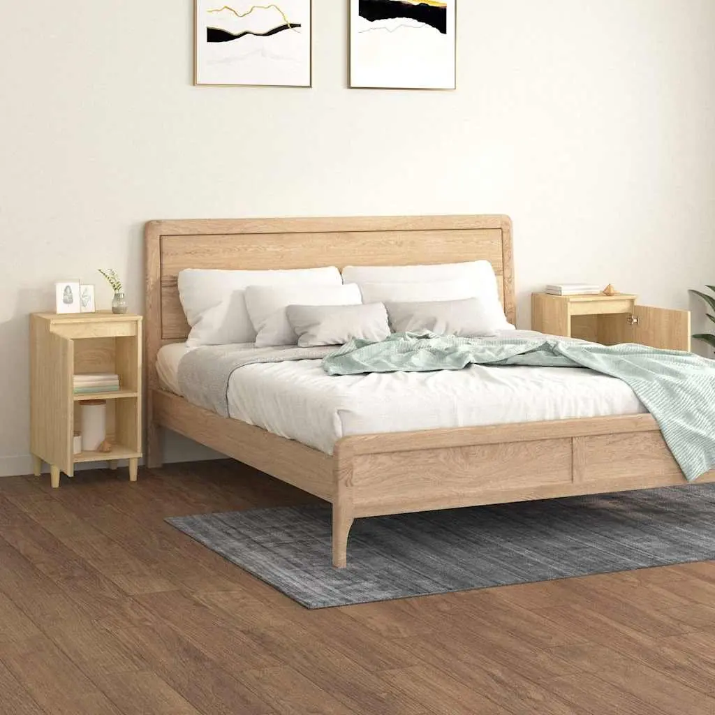 Bedside Cabinets Brown 40x35x70 cm Engineered Wood Nightstand Storage 2 Piece