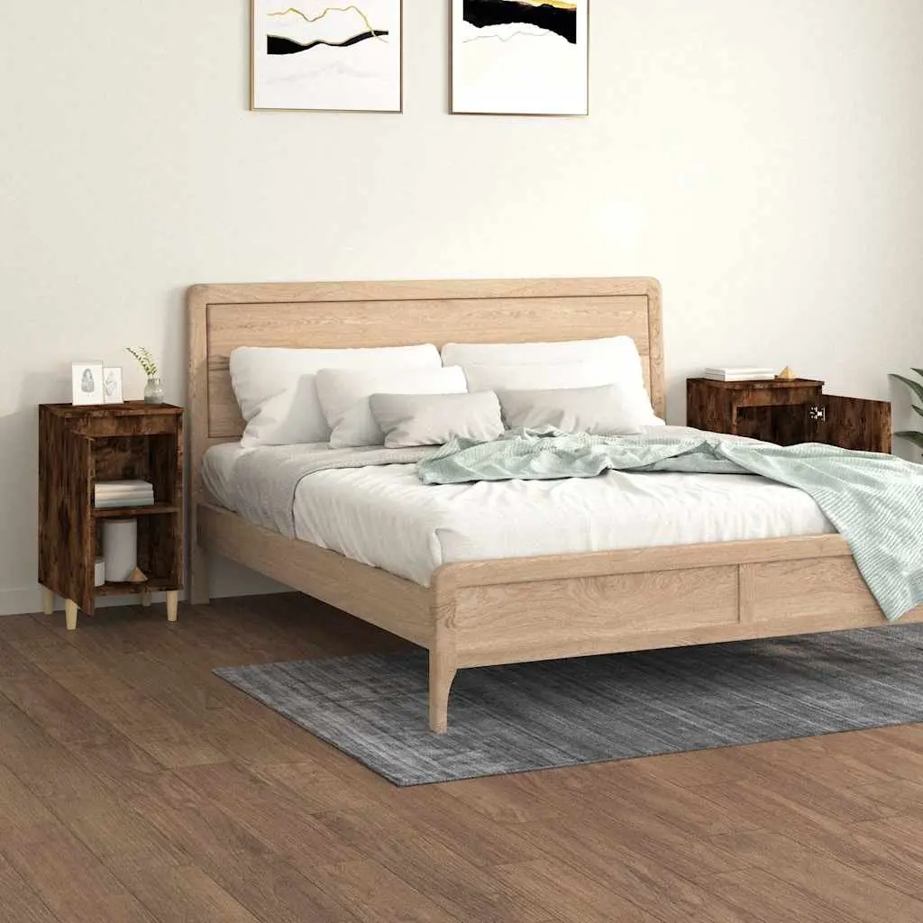 Bedside Cabinets Brown 40x35x70cm Engineered Wood Nightstand Storage 2 pcs