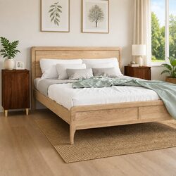 Brown Oak Bedside Cabinet with Smart Storage