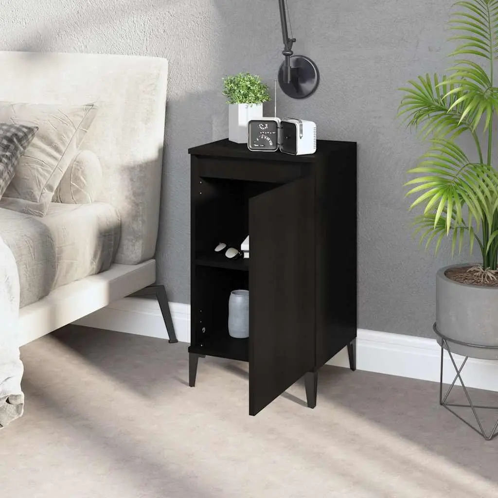 Bedside Cabinet Black 40x35x70 cm Nightstand Bedroom Storage Side Table