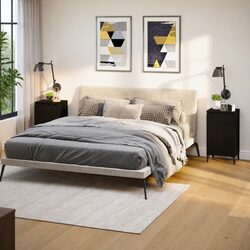 Efficient Black Engineered Wood Nightstands - 2 pcs