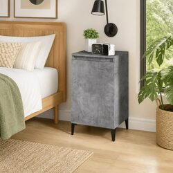 Grey Bedside Cabinet with Metal Legs