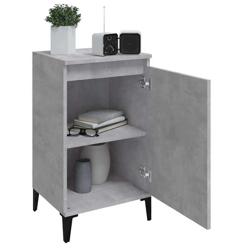 Bedside Cabinets Concrete Grey 2 Piece Nightstands Bedroom Side Table with Door