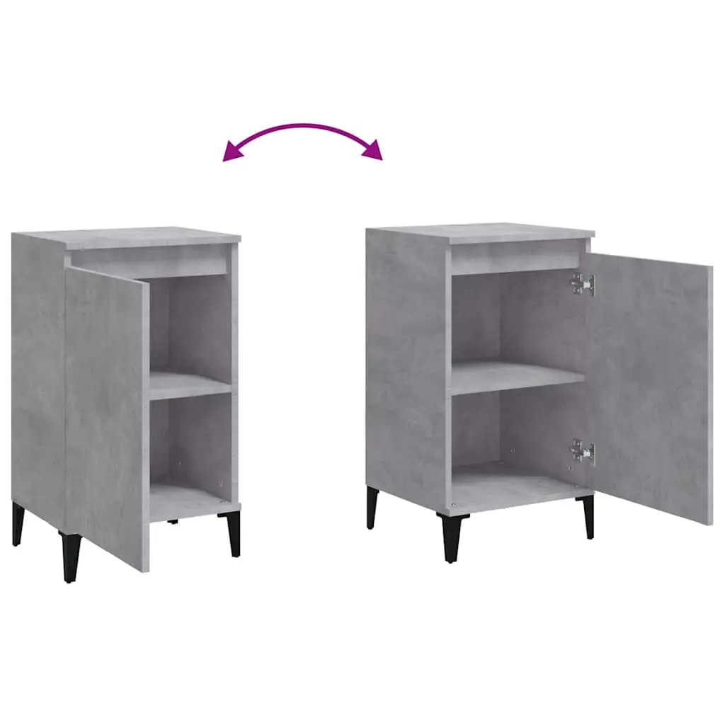 Bedside Cabinets Concrete Grey 2 Piece Nightstands Bedroom Side Table with Door