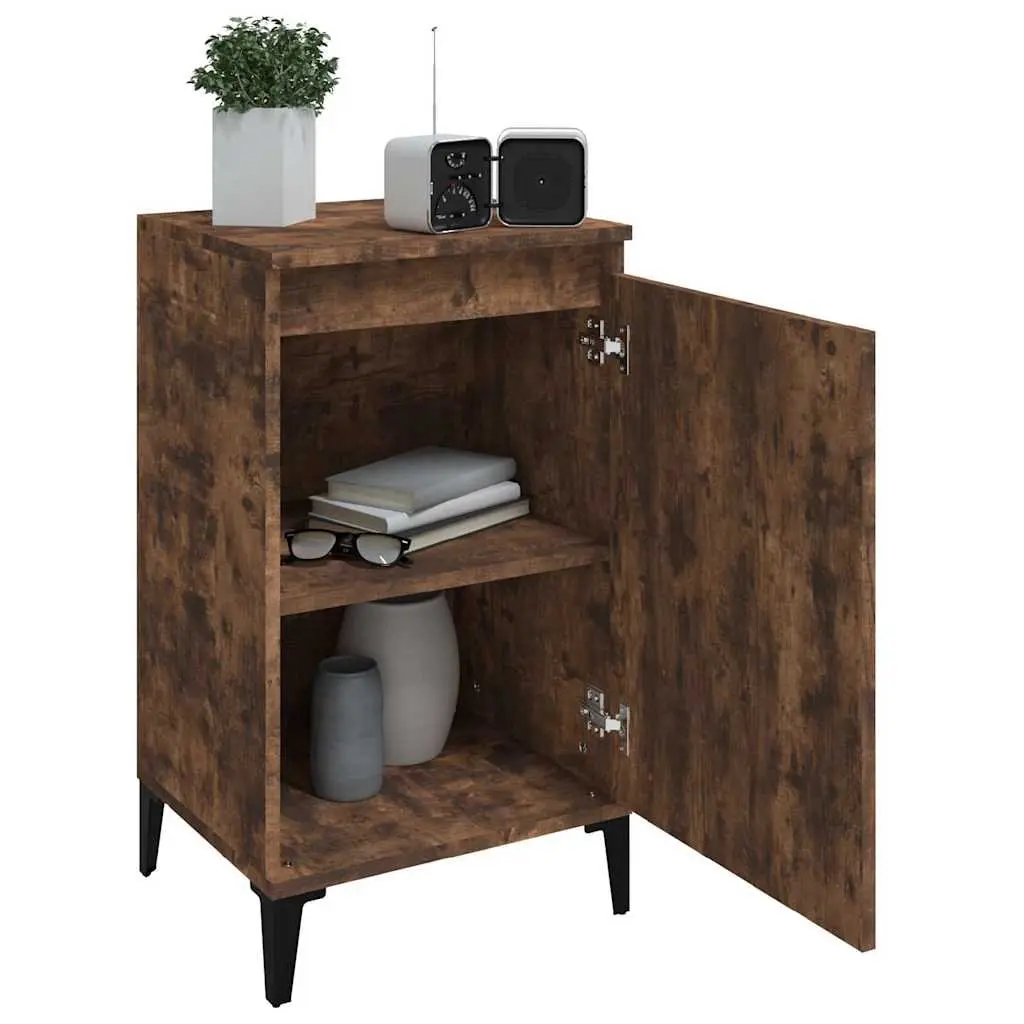 Bedside Cabinet Smoked Oak 40x35x70cm Nightstand with Door Storage Compartment