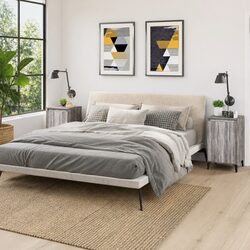 Concise and Durable Grey Bedside Cabinets - Set of 2